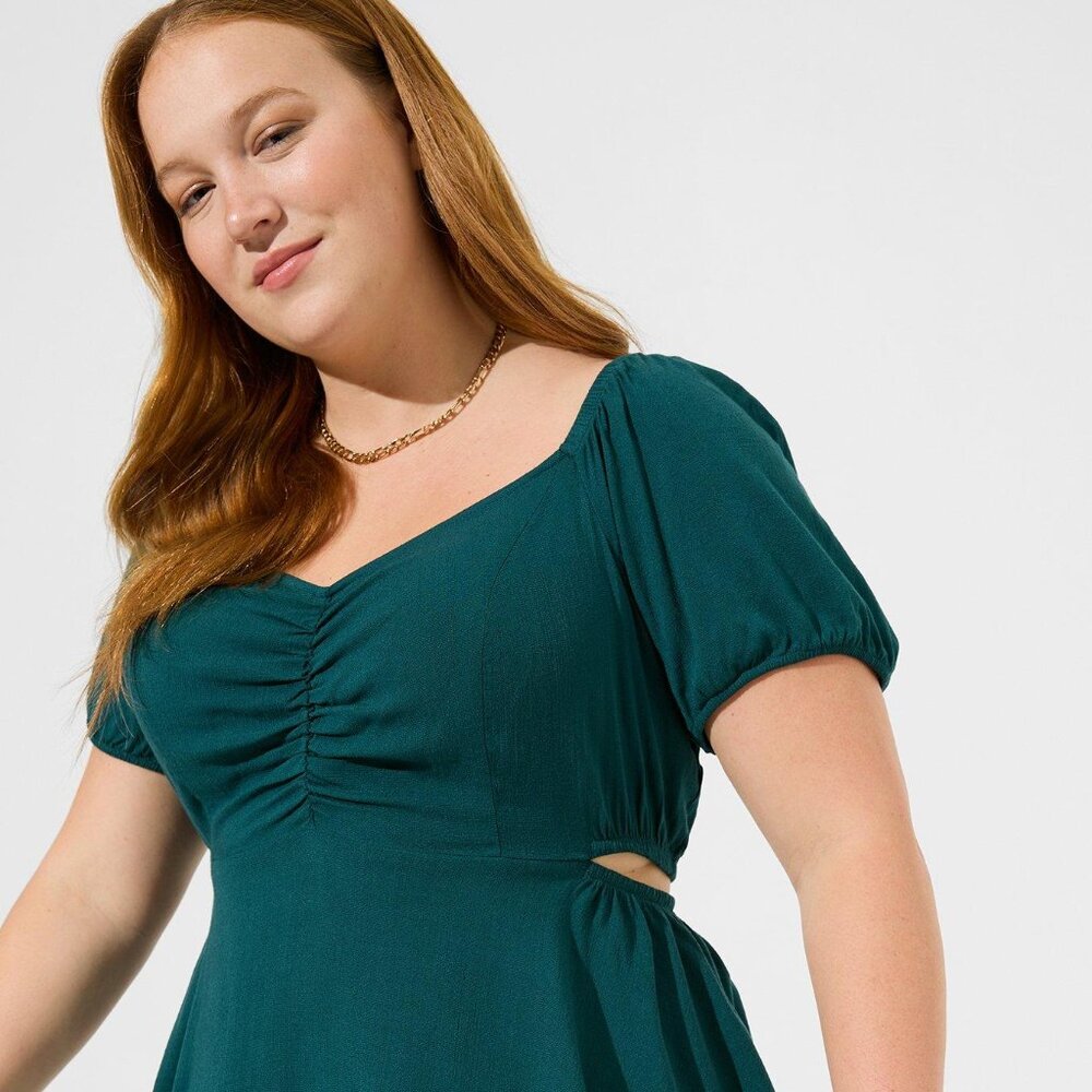 Torrid Babydoll Rayon Slub With Side Cutouts Top Sz 4